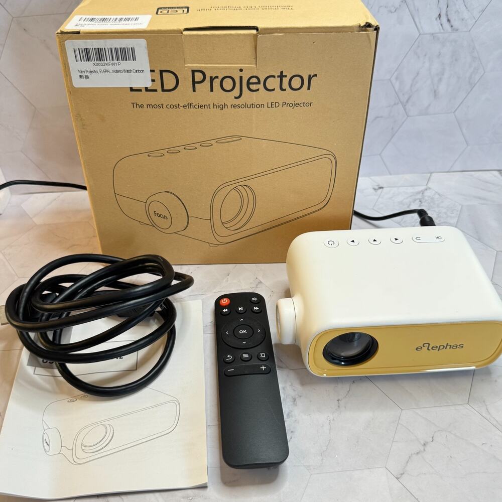 Mini LED Portable Video Projector Elephas Back to School Dorm Complete in Box